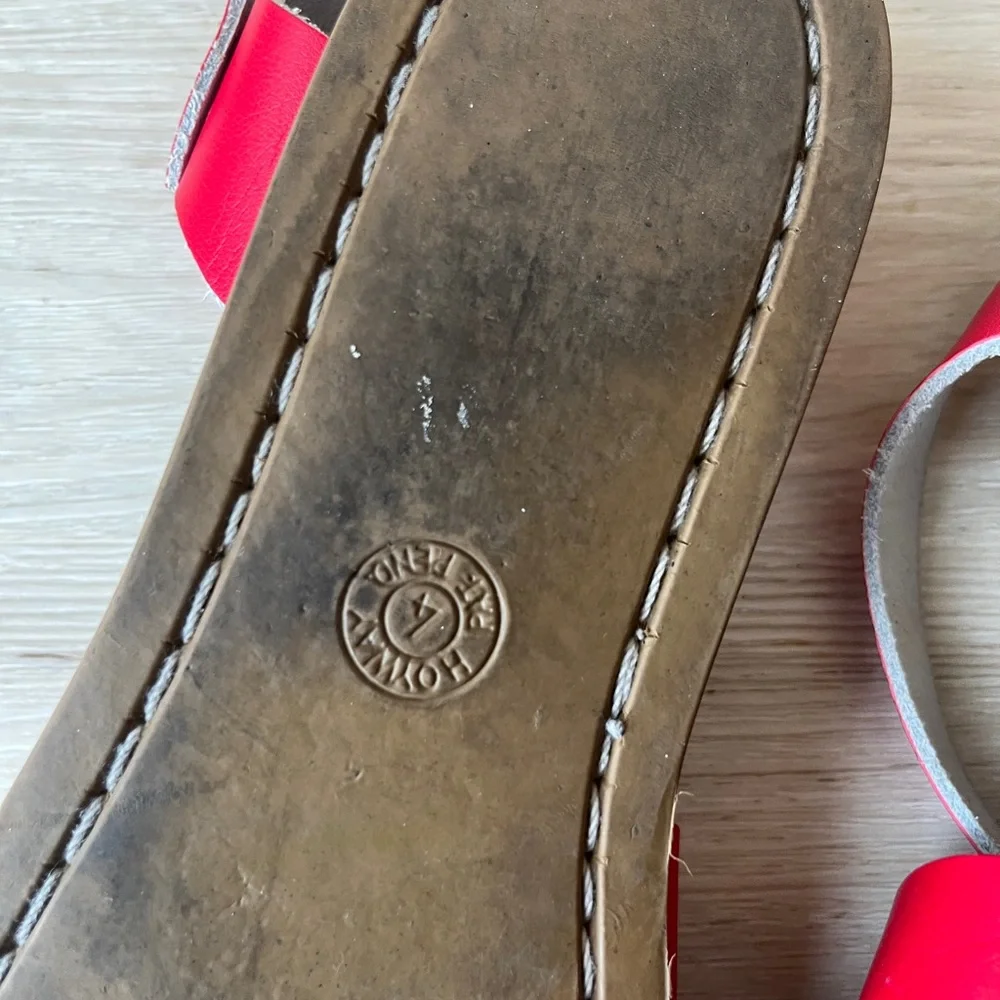 Women’s Red Leather Salt Water Sandals - Picture 3 of 3
